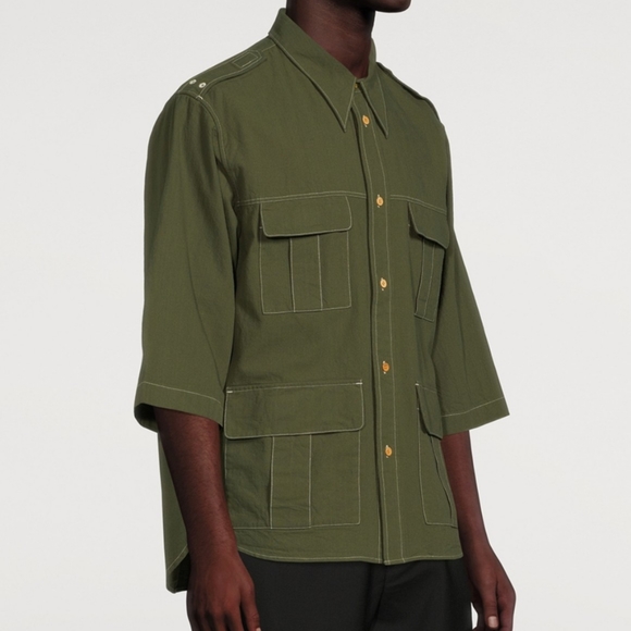 ACNE STUDIOS Cotton Three-Quarter Sleeve Shirt - Picture 1 of 8